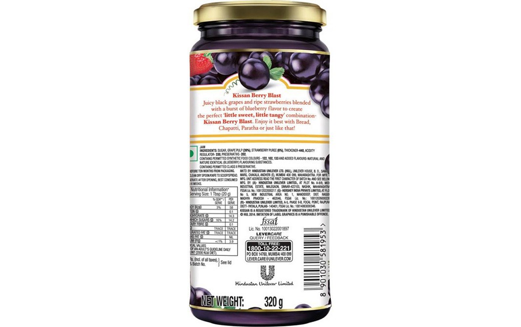 Kissan Berry Blast Jam   Glass Jar  320 grams